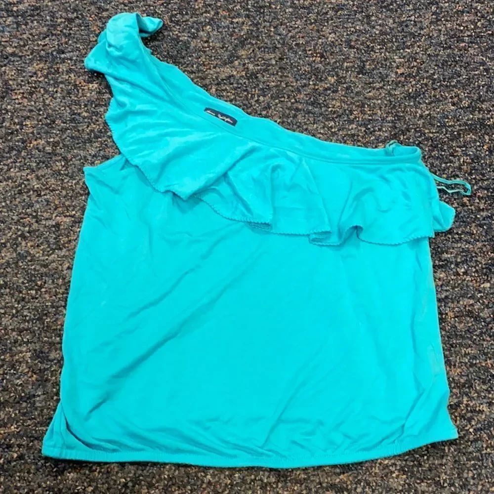 American Eagle Outfitters Teal one shoulder Top M